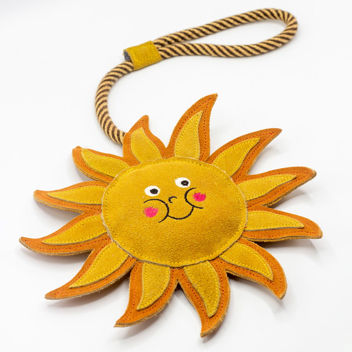 Sun-shaped dog and horse toy with a smiley face from Green and Wilds