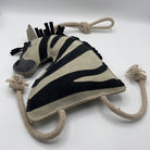 Zebra-shaped horse and dog toy with rope handle from green and wilds