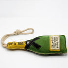 Horse and dog toy shaped like a champagne bottle with a label