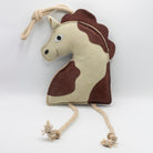 Horse-shaped horse and dog toy with rope handle from green and wilds