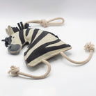 Zebra-shaped horse and dog toy with rope handle from green and wilds
